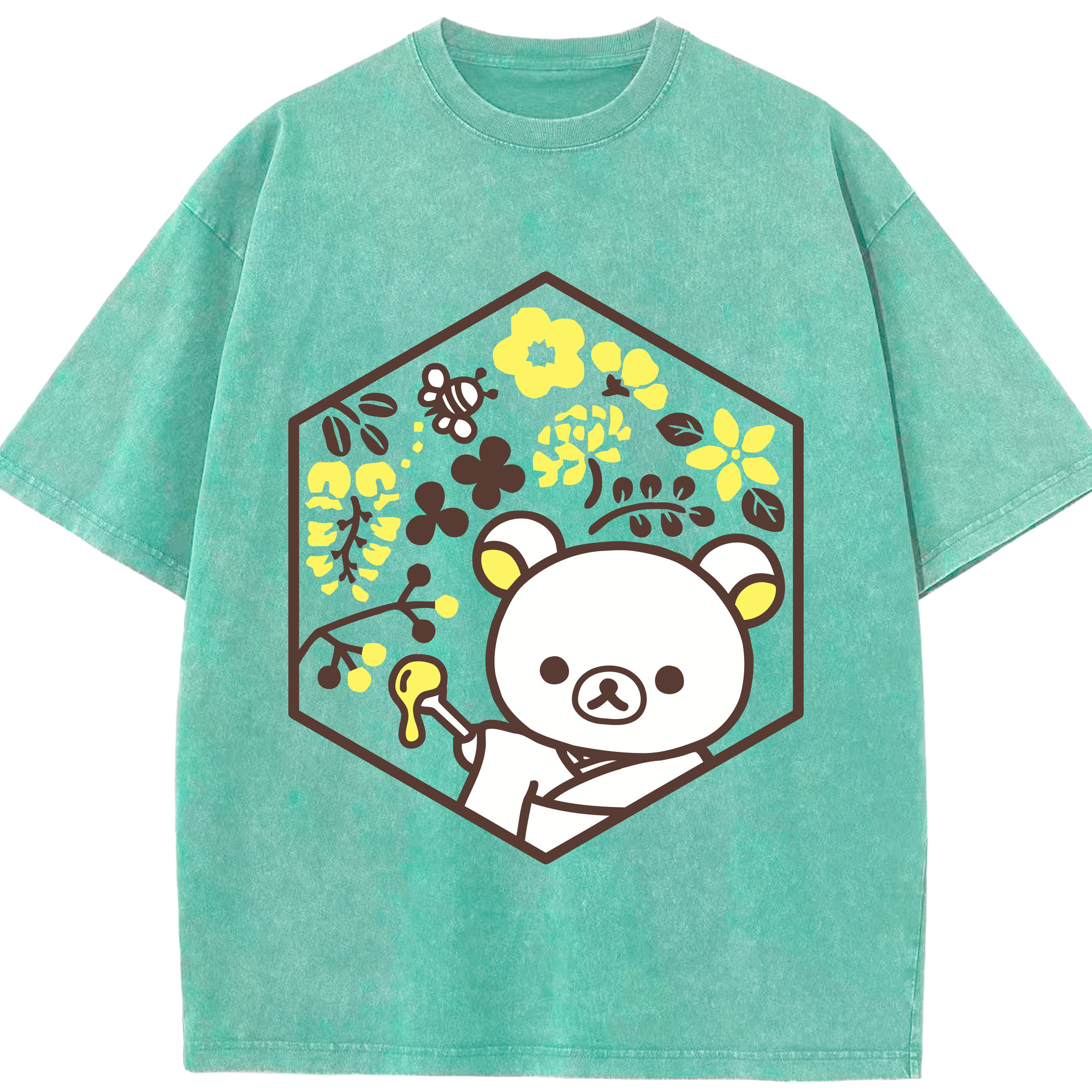 （画像用） リラックマ リラックマ キイロイトリ Rilakkuma Korilakkuma Kiiroitori 綿100% ヴィンテージ風 半袖Tシャツ（フロントプリント）